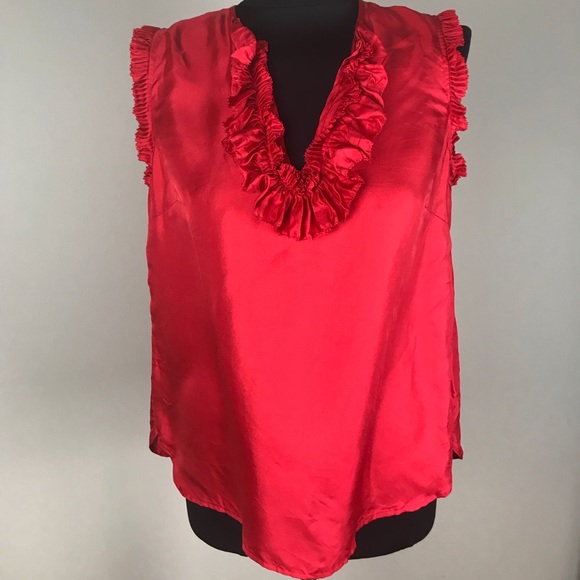 J. Crew Tops - J. Crew Red Silk Blouse